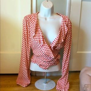 1940s style retro polka dot blouse